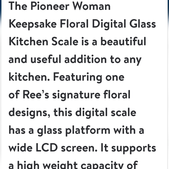 ❤️ New Pioneer Woman Keepsake Floral Bakery Digital Glass Scale - Picture 2 of 7